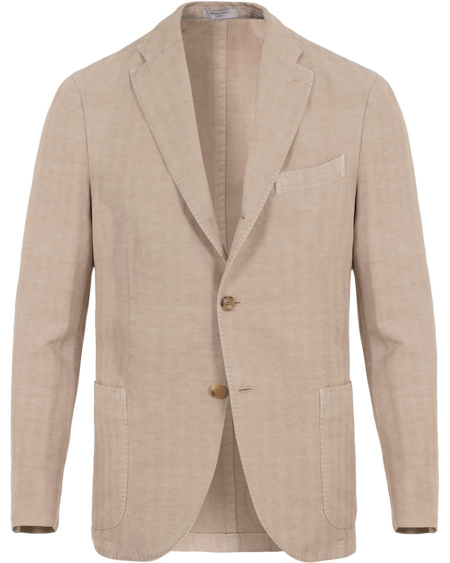Herr | Kostymer | Boglioli | K Jacket Cotton/Linen Herringbone Suit Beige