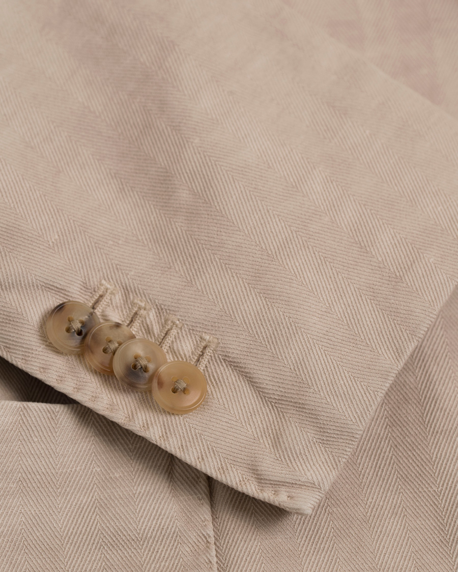 Herr | Kostymer | Boglioli | K Jacket Cotton/Linen Herringbone Suit Beige
