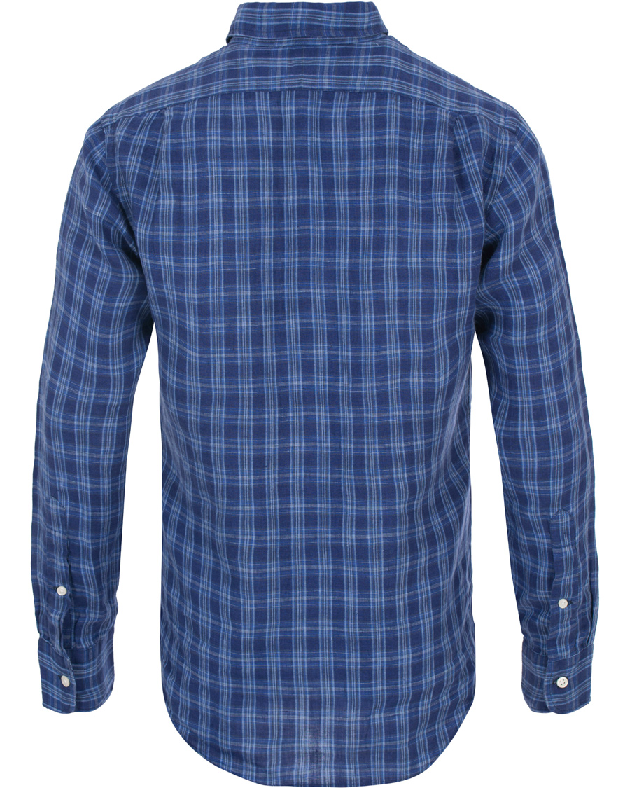 Herr | Skjortor | Polo Ralph Lauren | Slim Fit Linen Check Shirt Ocean Blue