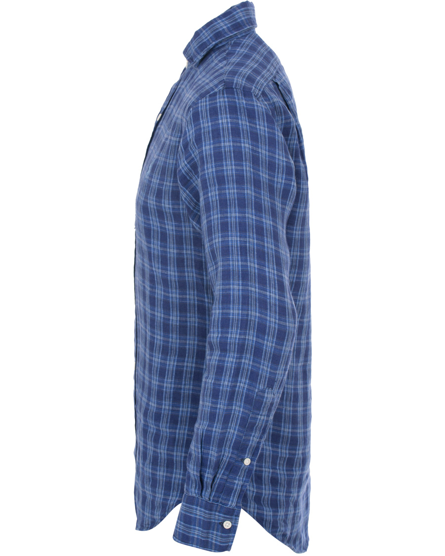 Herr | Skjortor | Polo Ralph Lauren | Slim Fit Linen Check Shirt Ocean Blue
