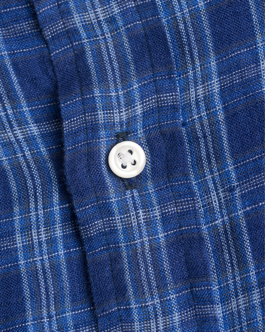 Herr | Skjortor | Polo Ralph Lauren | Slim Fit Linen Check Shirt Ocean Blue