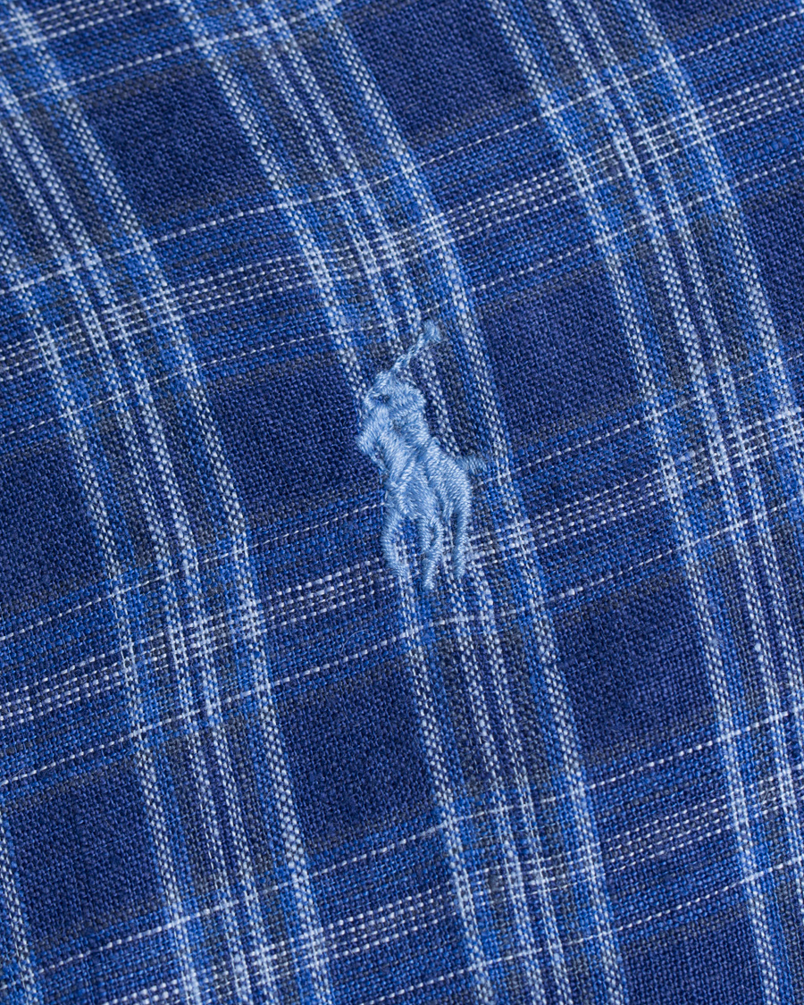 Herr | Skjortor | Polo Ralph Lauren | Slim Fit Linen Check Shirt Ocean Blue