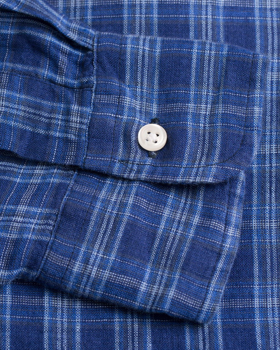 Herr | Skjortor | Polo Ralph Lauren | Slim Fit Linen Check Shirt Ocean Blue