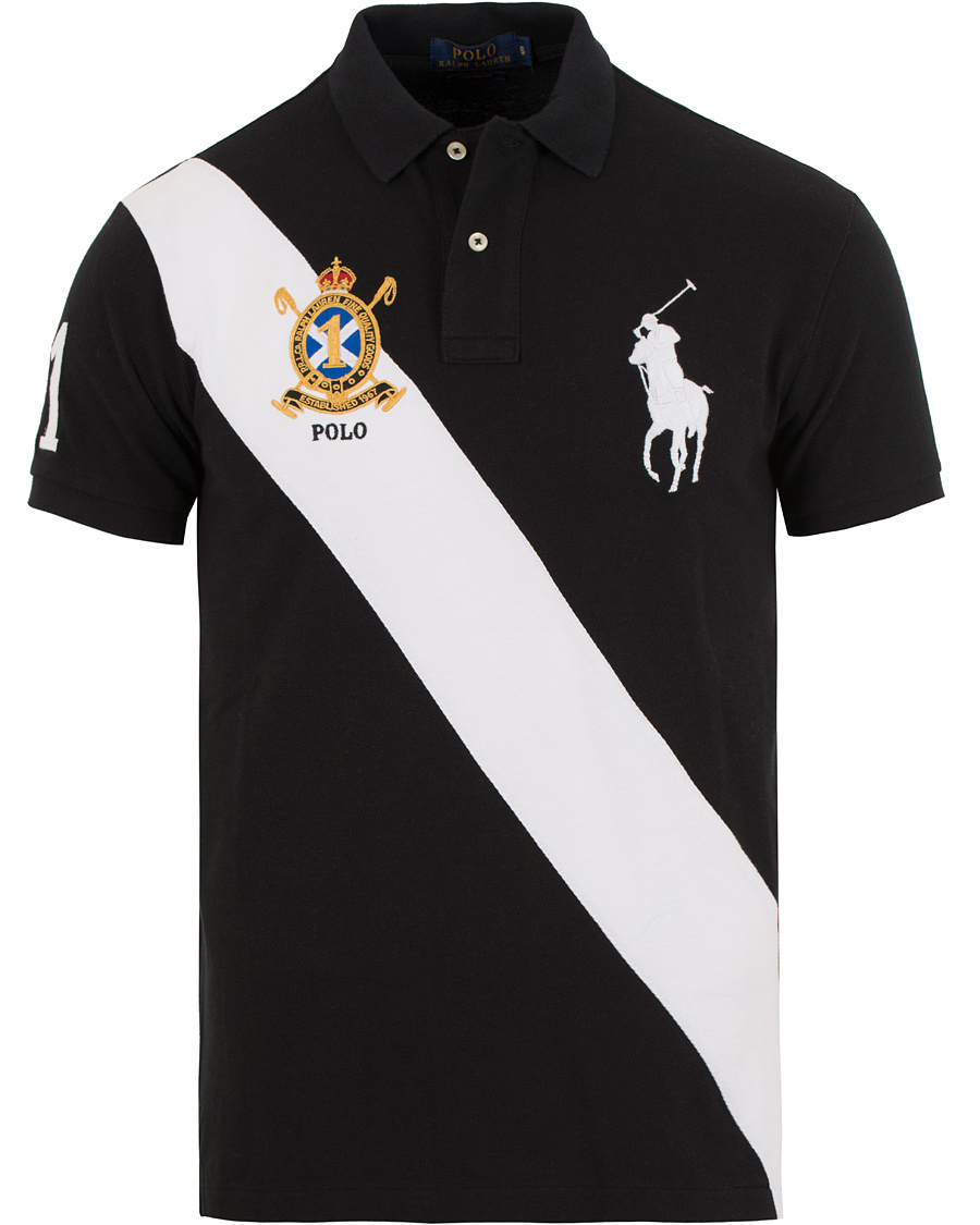 Herr | Pikéer | Polo Ralph Lauren | Custom Fit Big Pony Diagonal Stripe Polo Black/White