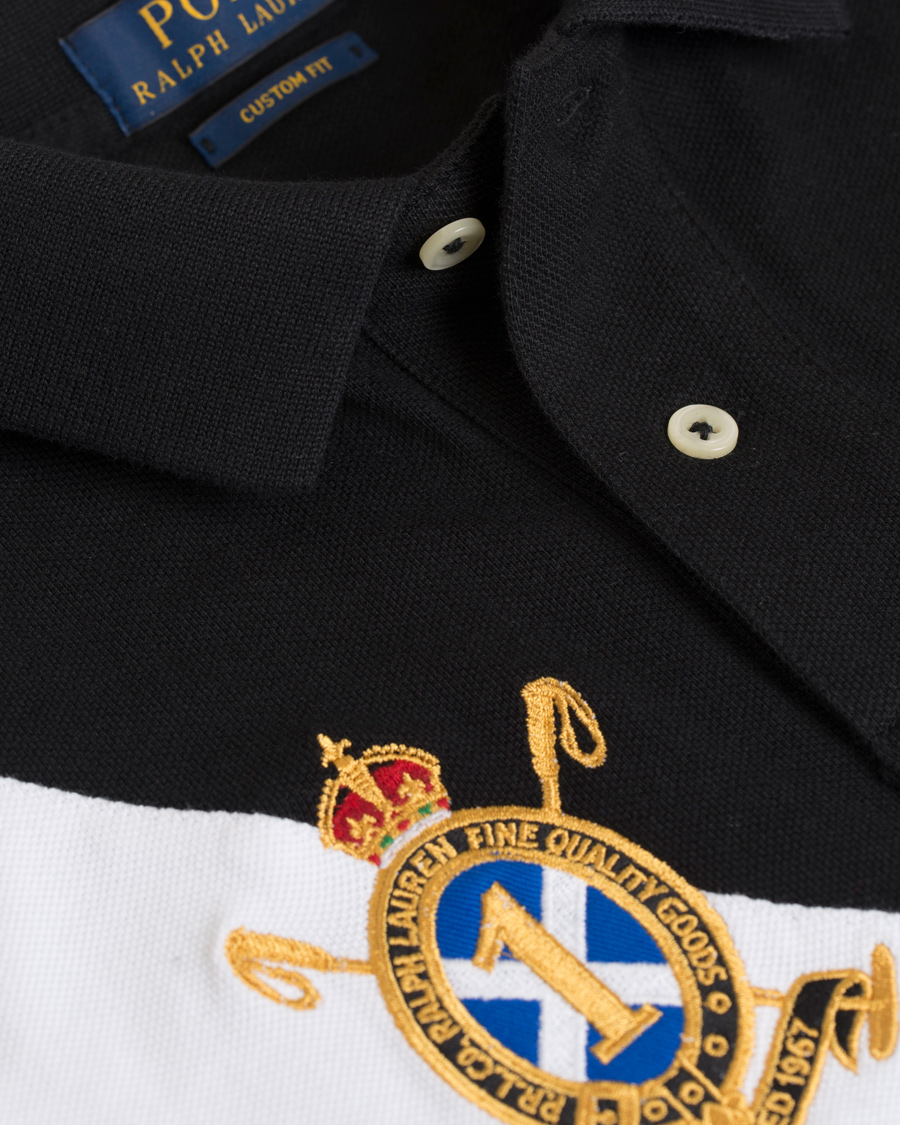 Herr | Pikéer | Polo Ralph Lauren | Custom Fit Big Pony Diagonal Stripe Polo Black/White