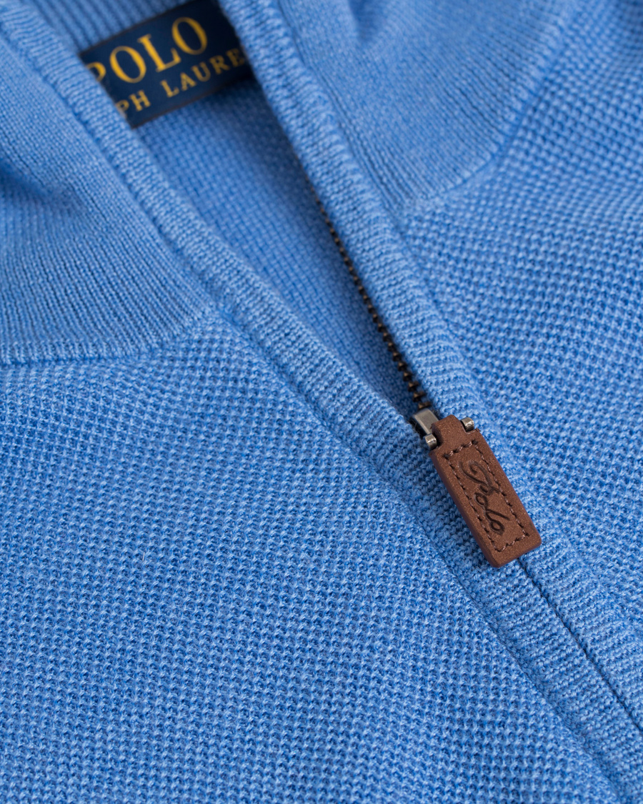 Herr | Tröjor | Polo Ralph Lauren | Cotton/Silk/Cashmere Half Zip Honeycomb Aerial Blue