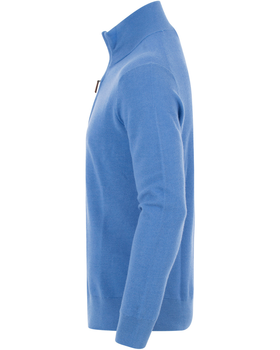 Herr | Tröjor | Polo Ralph Lauren | Cotton/Silk/Cashmere Half Zip Honeycomb Aerial Blue