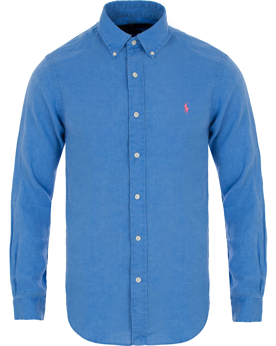 ralph lauren blue linen shirt