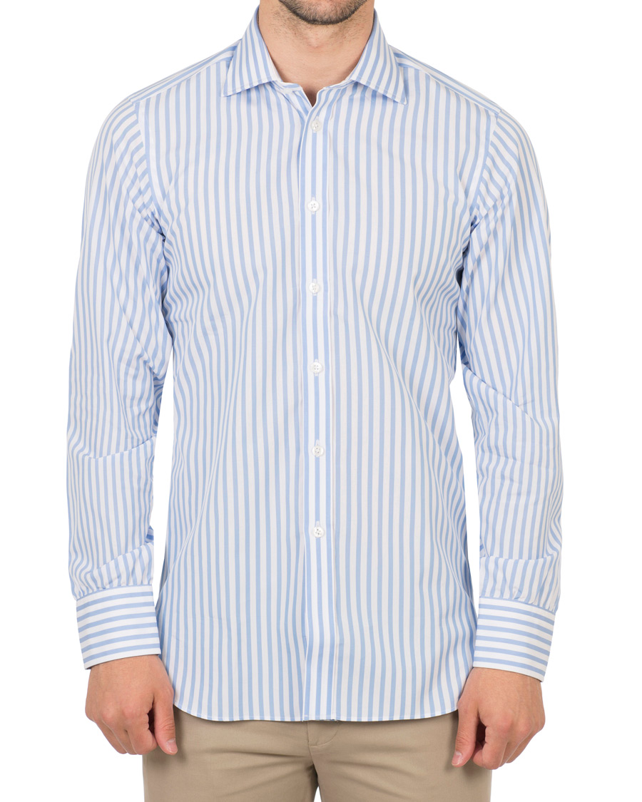 Herr | Skjortor | Turnbull & Asser | Slim Fit Poplin Stripe Shirt Light Blue