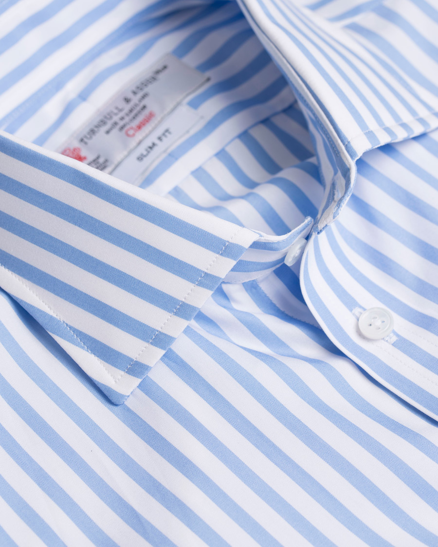 Herr | Skjortor | Turnbull & Asser | Slim Fit Poplin Stripe Shirt Light Blue