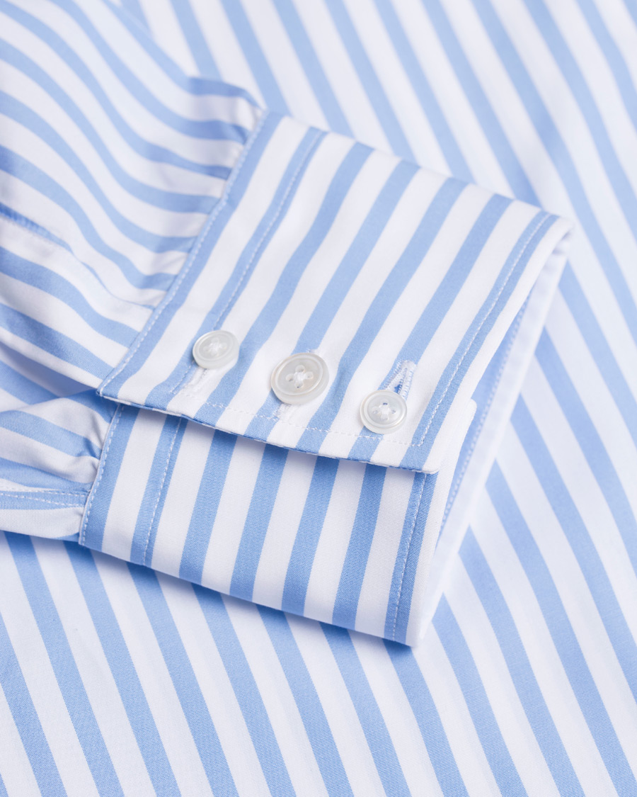 Herr | Skjortor | Turnbull & Asser | Slim Fit Poplin Stripe Shirt Light Blue