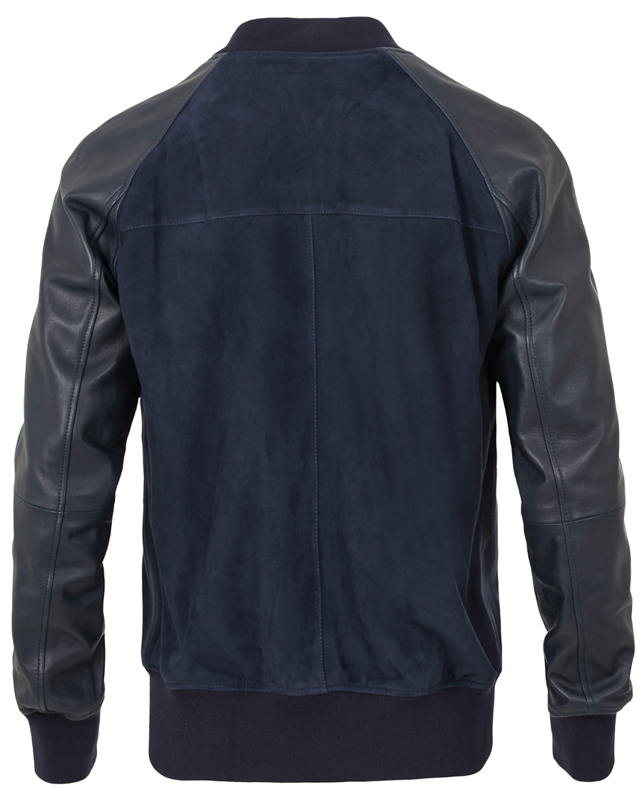 Herr | Jackor | GANT Diamond G | Leather/Suede Bomber Jacket Marine
