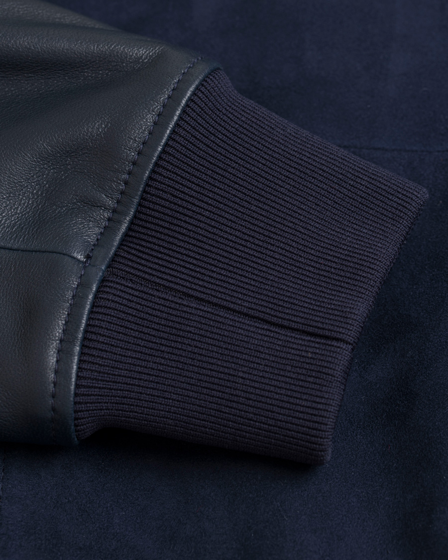 Herr | Jackor | GANT Diamond G | Leather/Suede Bomber Jacket Marine