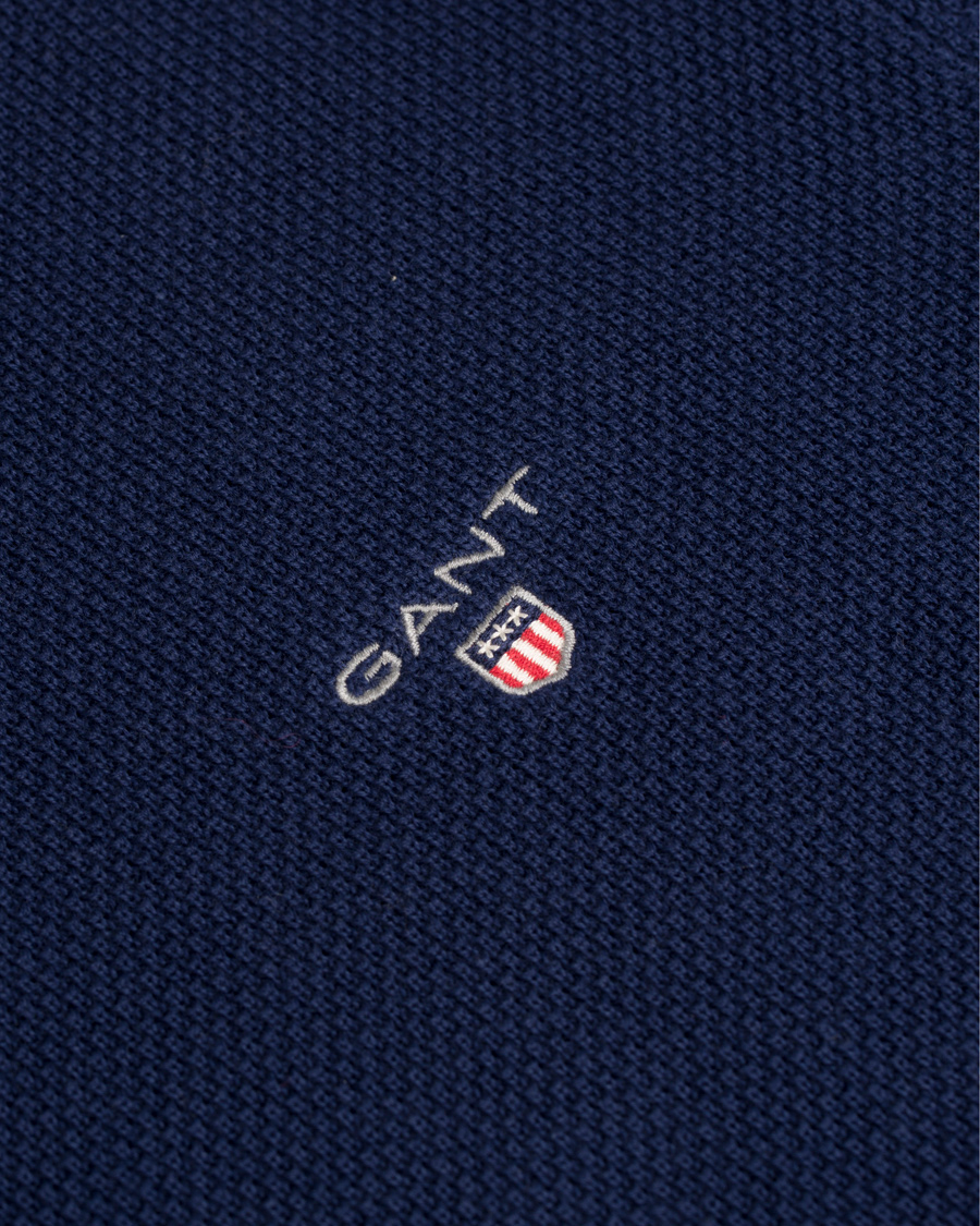 Herr | Tröjor | GANT | Cotton Pique Crew Neck Blue