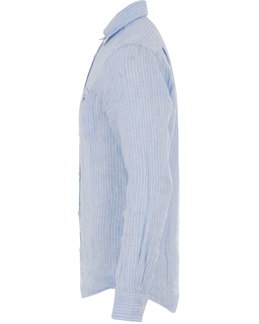 Herr | Skjortor | GANT | Fitted Body Linen Stripe Shirt Capri Blue
