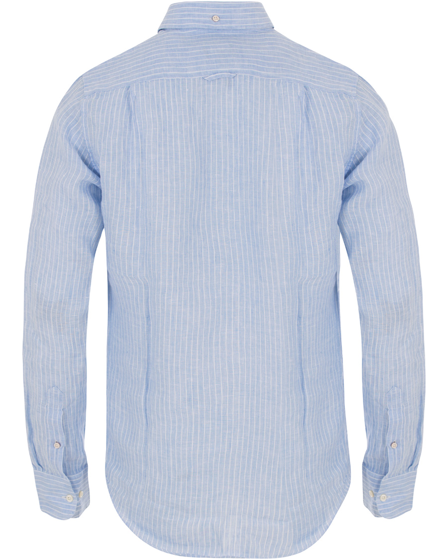 Herr | Skjortor | GANT | Fitted Body Linen Stripe Shirt Capri Blue