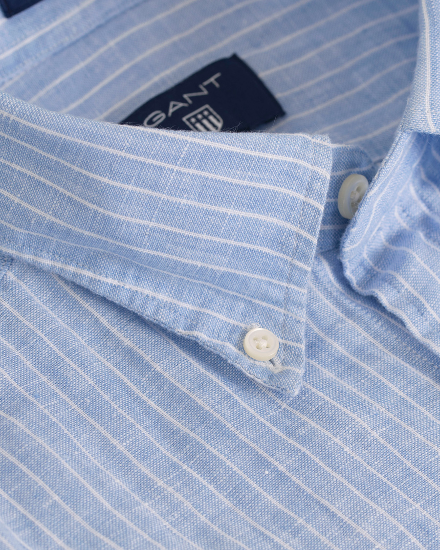 Herr | Skjortor | GANT | Fitted Body Linen Stripe Shirt Capri Blue