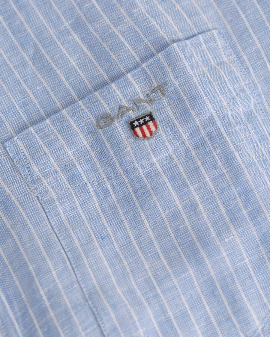 Herr | Skjortor | GANT | Fitted Body Linen Stripe Shirt Capri Blue