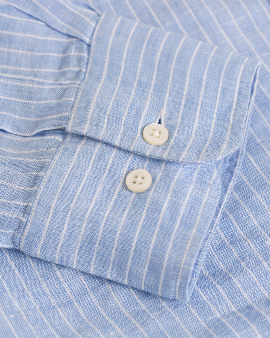 Herr | Skjortor | GANT | Fitted Body Linen Stripe Shirt Capri Blue