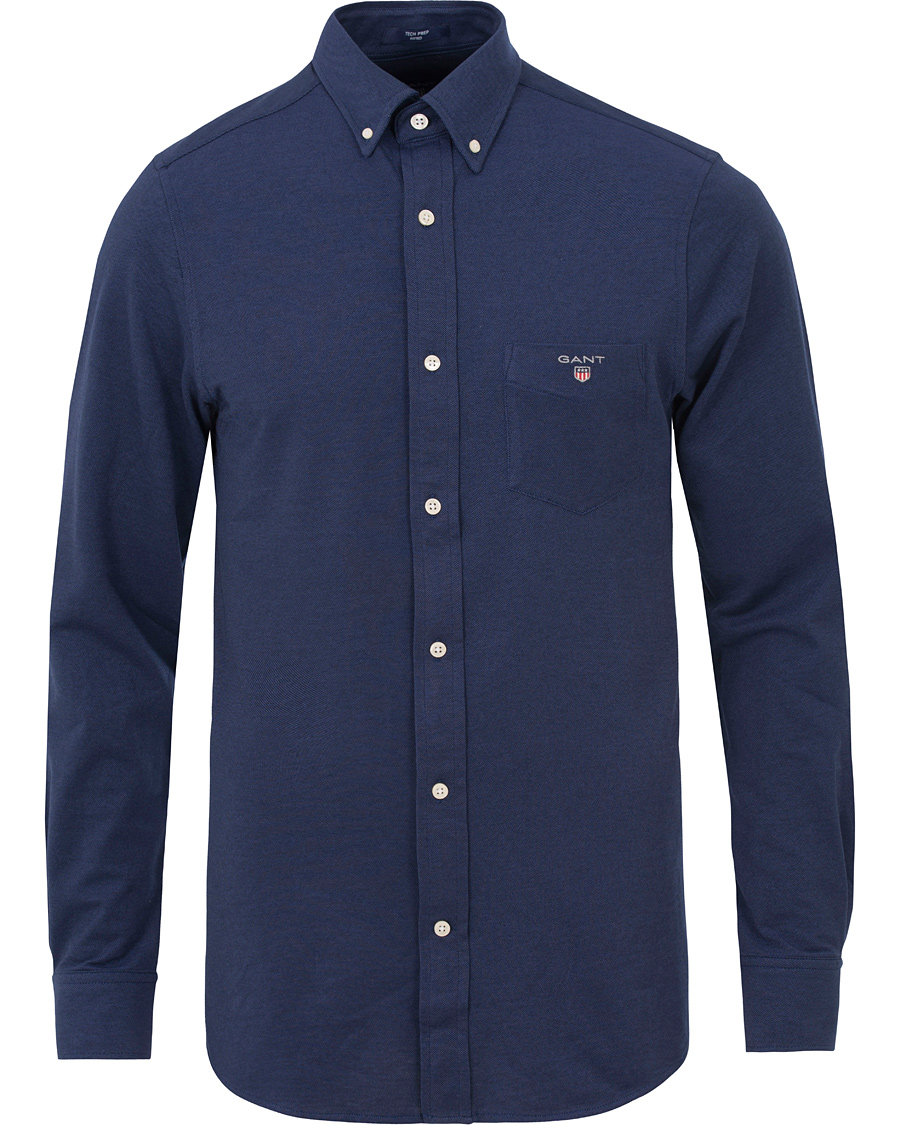 Herr | Skjortor | GANT | Fitted Body Tech Prep Pique Shirt Navy