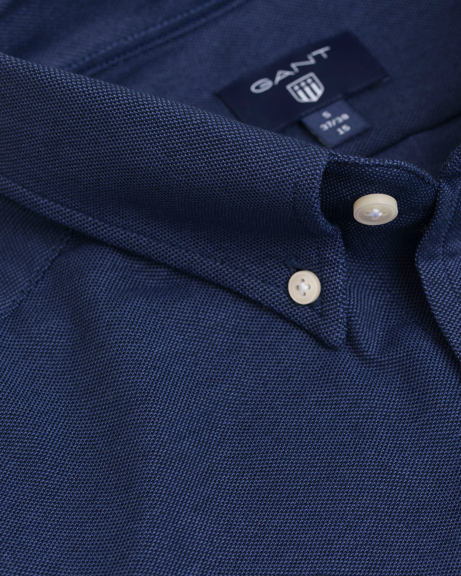 Herr | Skjortor | GANT | Fitted Body Tech Prep Pique Shirt Navy