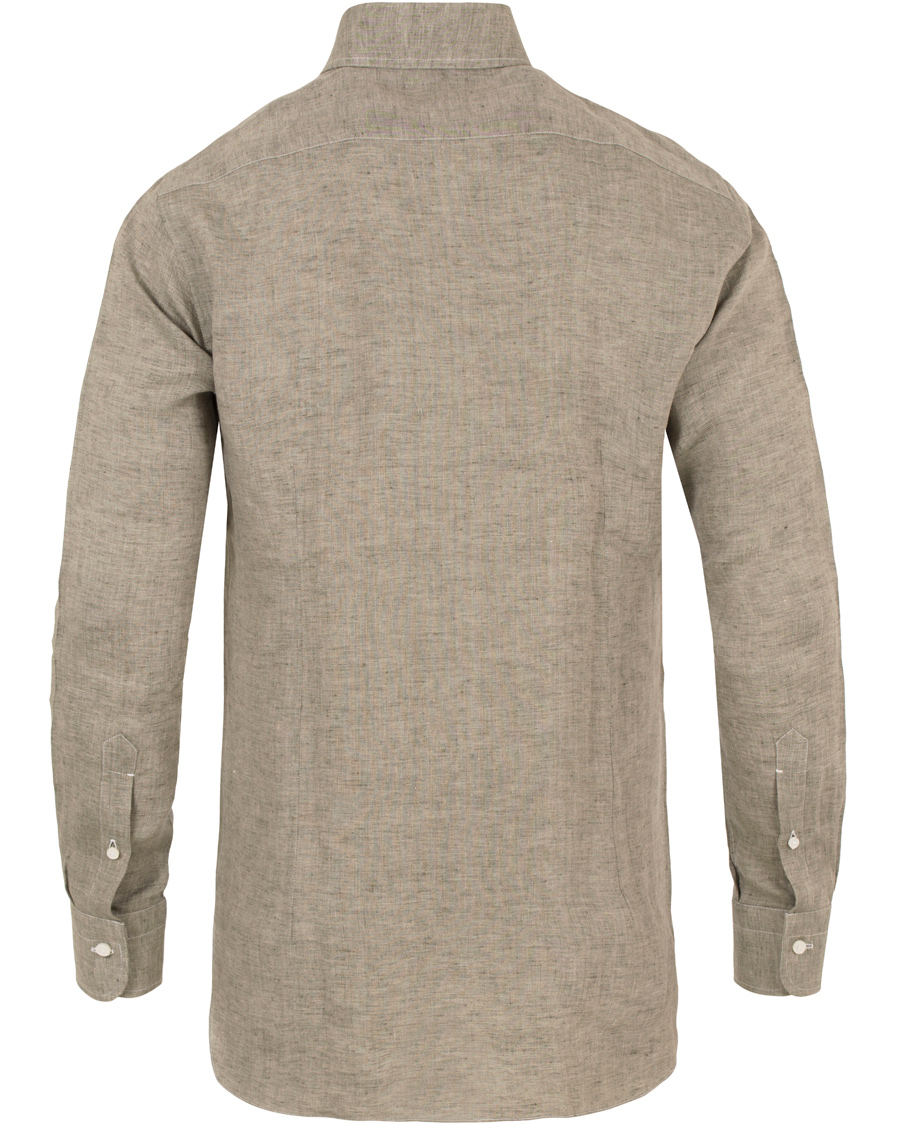 Herr | Skjortor | Barba Napoli | Slim Fit Linen Shirt Green