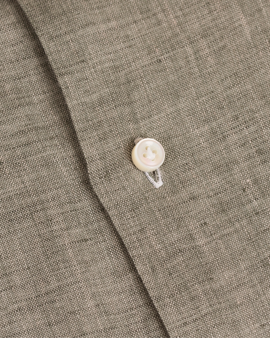 Herr | Skjortor | Barba Napoli | Slim Fit Linen Shirt Green