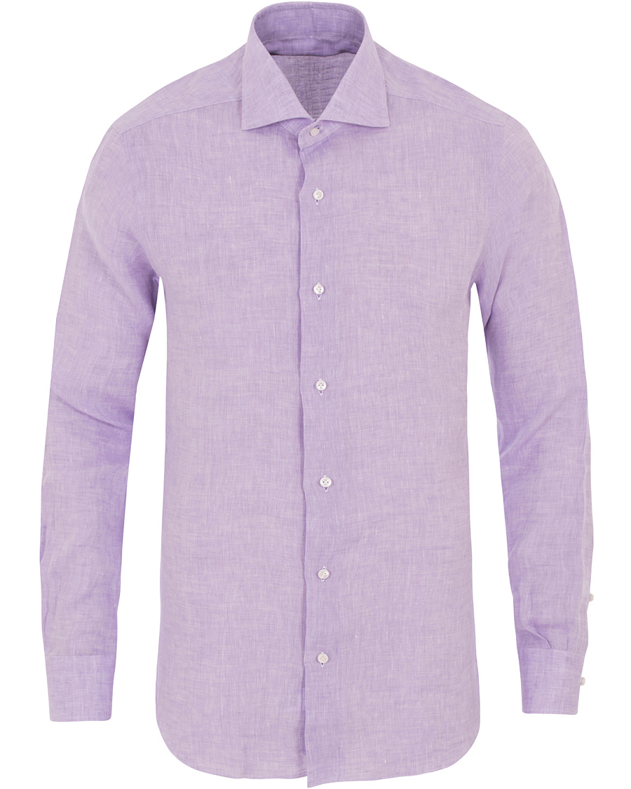 Herr | Skjortor | Barba Napoli | Slim Fit Linen Shirt Lavendel