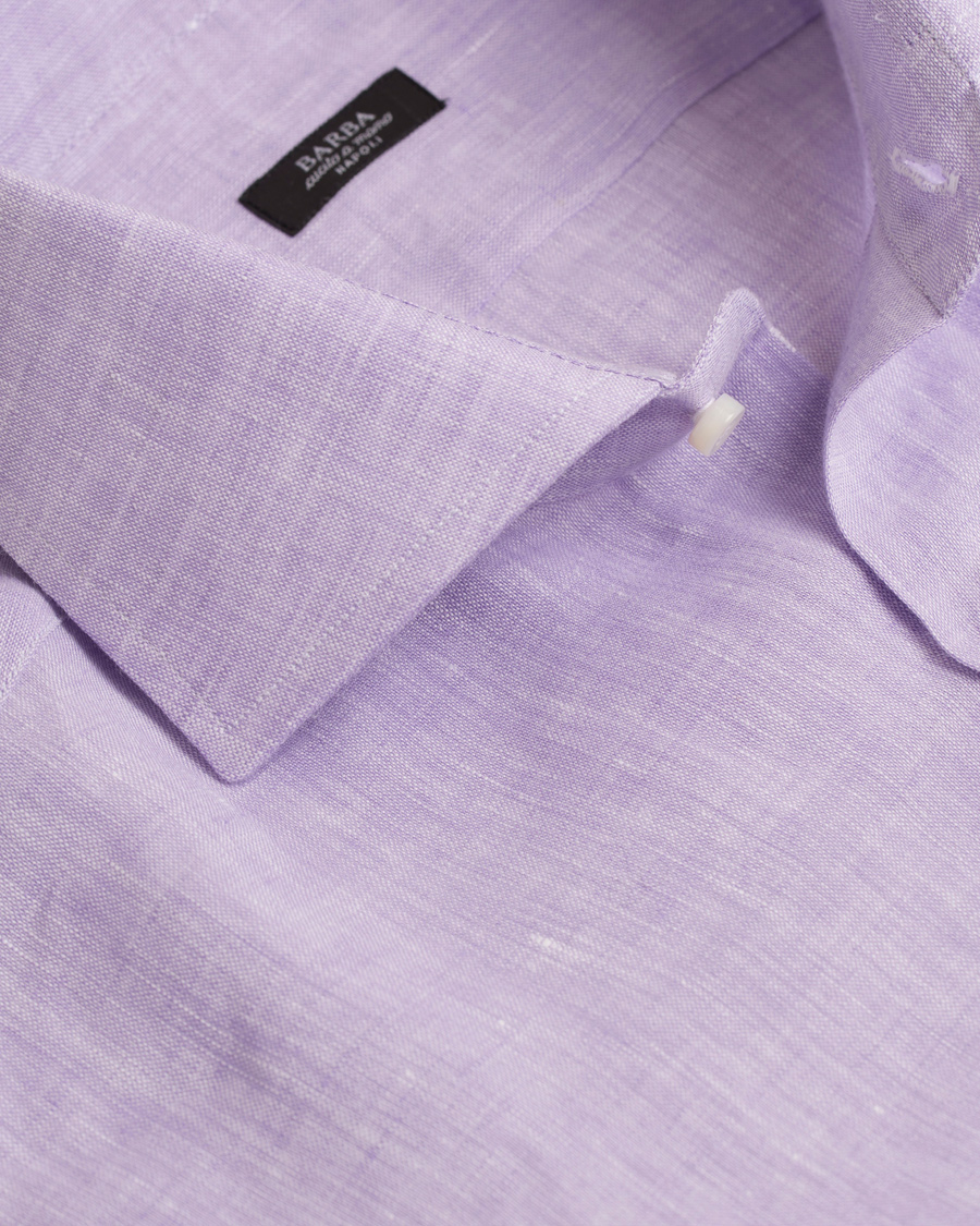 Herr | Skjortor | Barba Napoli | Slim Fit Linen Shirt Lavendel