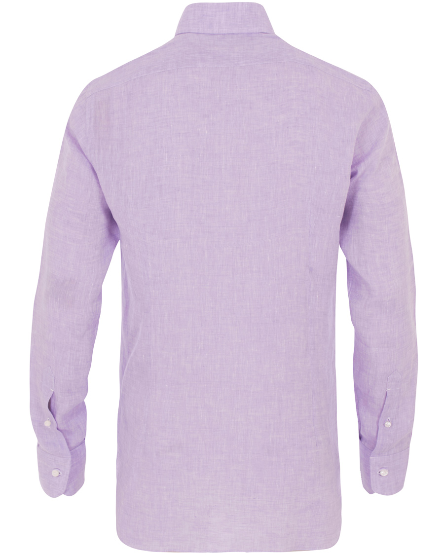 Herr | Skjortor | Barba Napoli | Slim Fit Linen Shirt Lavendel