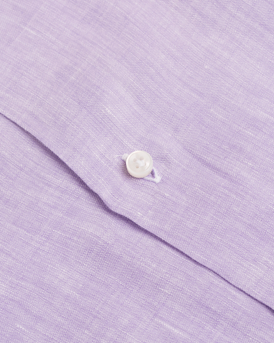 Herr | Skjortor | Barba Napoli | Slim Fit Linen Shirt Lavendel
