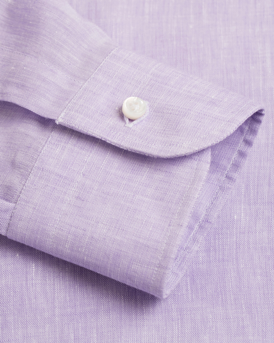 Herr | Skjortor | Barba Napoli | Slim Fit Linen Shirt Lavendel