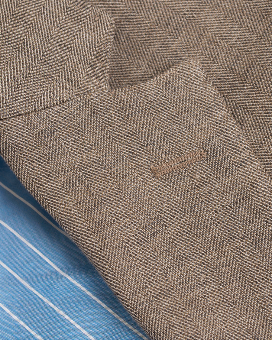 Herr | Kavajer | Hackett | Linen Herringbone Blazer Beige