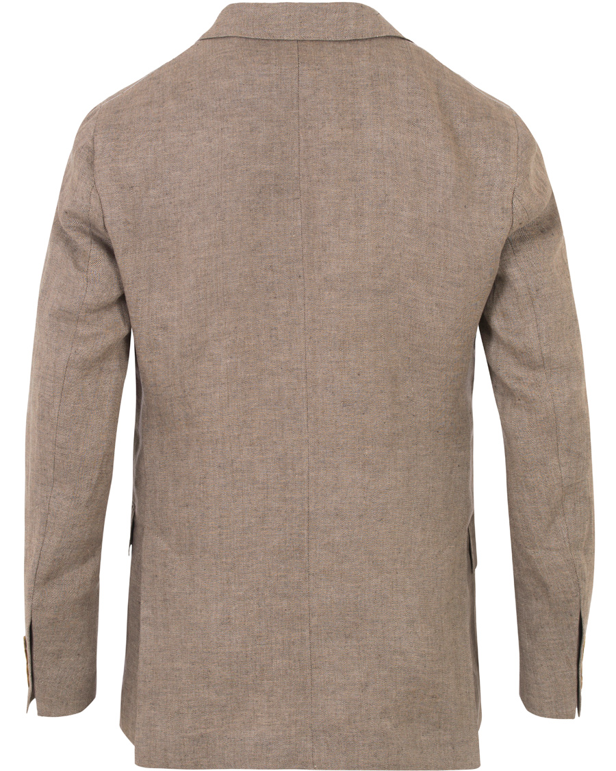 Herr | Kavajer | Hackett | Linen Herringbone Blazer Beige