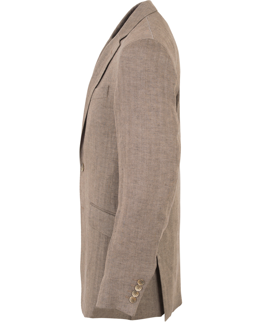 Herr | Kavajer | Hackett | Linen Herringbone Blazer Beige
