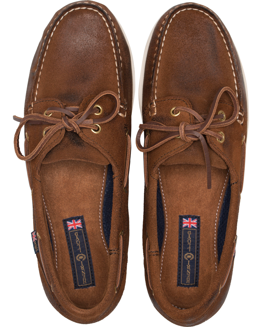 Herr | Henri Lloyd Harbour Waxed Suede Boat Shoe Mid Brown | Henri-Lloyd | Henri Lloyd Harbour Waxed Suede Boat Shoe Mid Brown
