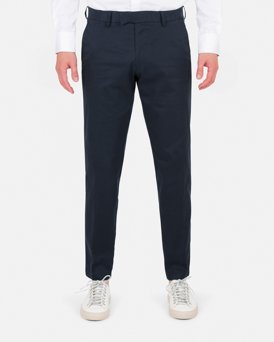 Herr | Byxor | Oscar Jacobson | Denzel Stretch Cotton Trousers Navy