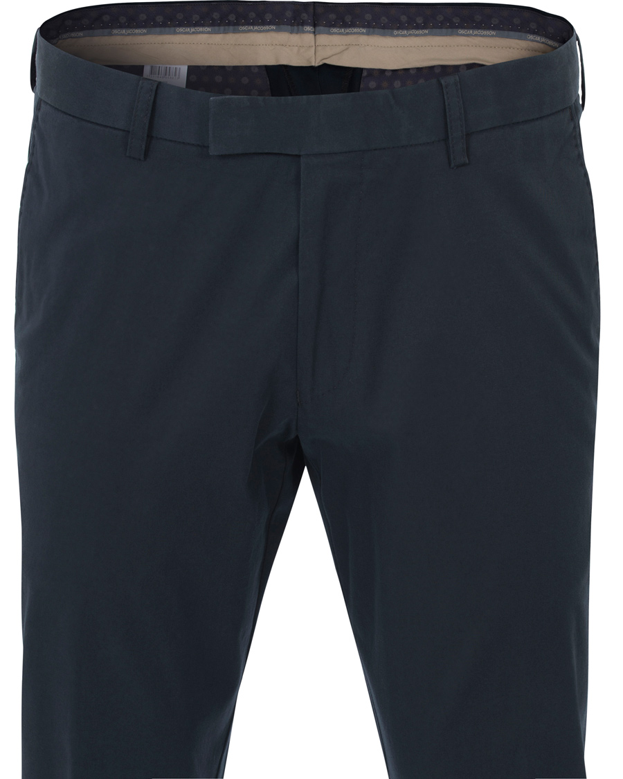 Herr | Byxor | Oscar Jacobson | Denzel Stretch Cotton Trousers Navy
