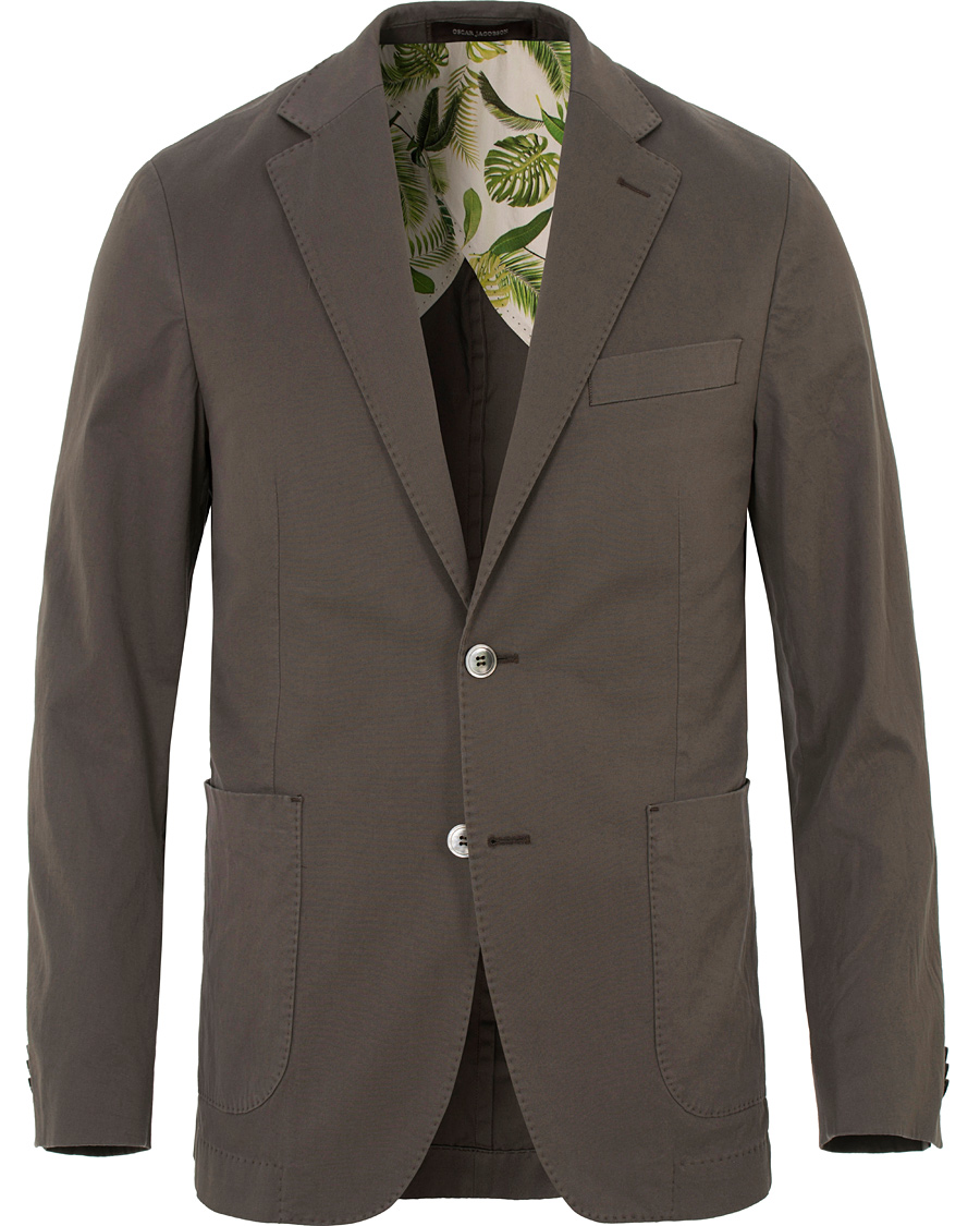 Herr | Kavajer | Oscar Jacobson | Einar Stretch Cotton Patch Pocket Olive Green