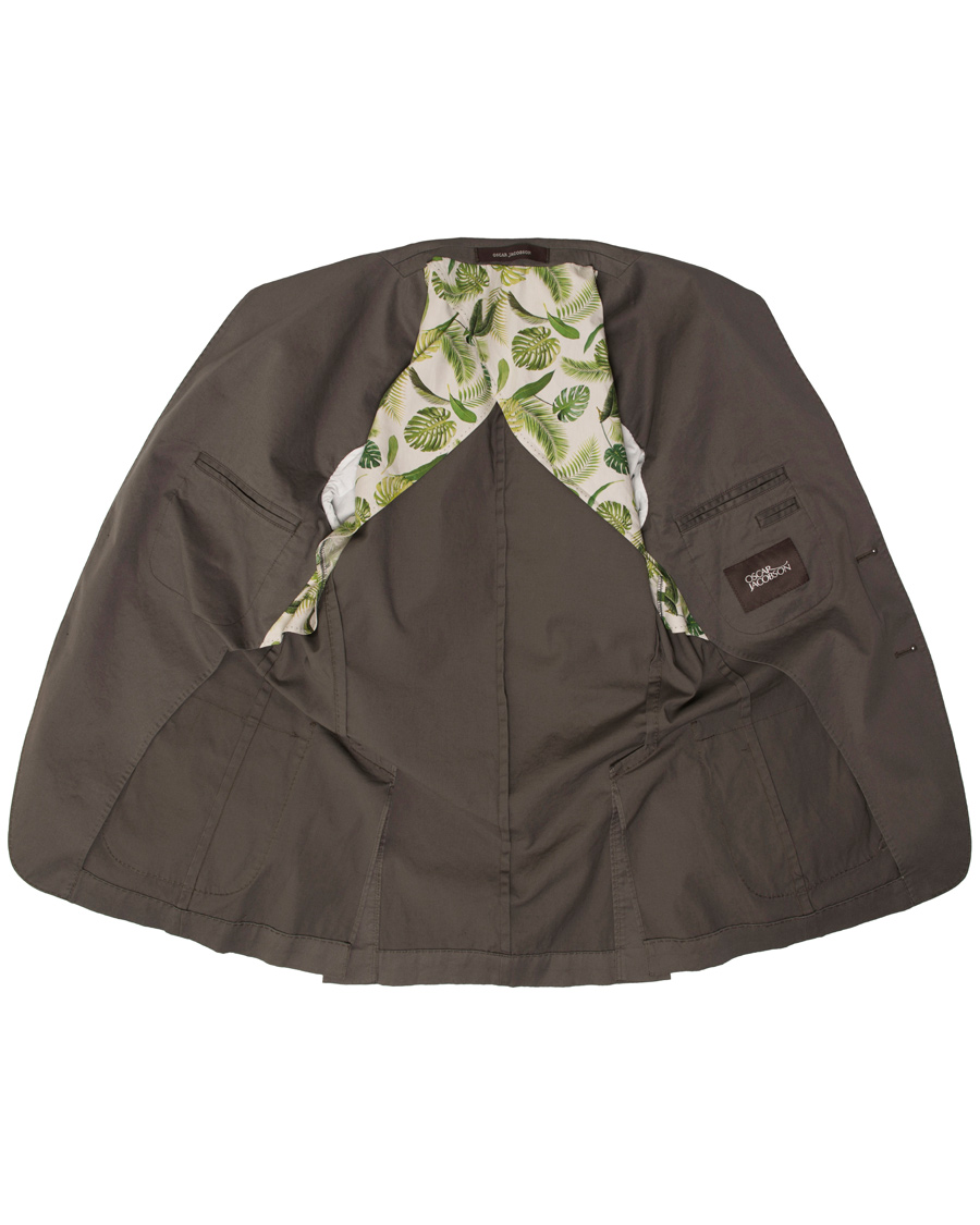 Herr | Kavajer | Oscar Jacobson | Einar Stretch Cotton Patch Pocket Olive Green