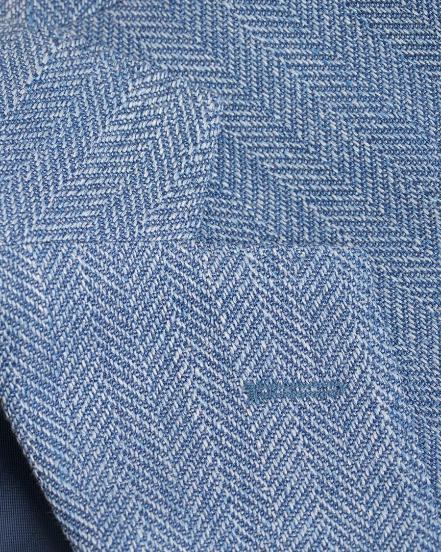 Herr | Kavajer | Oscar Jacobson | Epic Linen/Wool Herringbone Blazer Light Blue