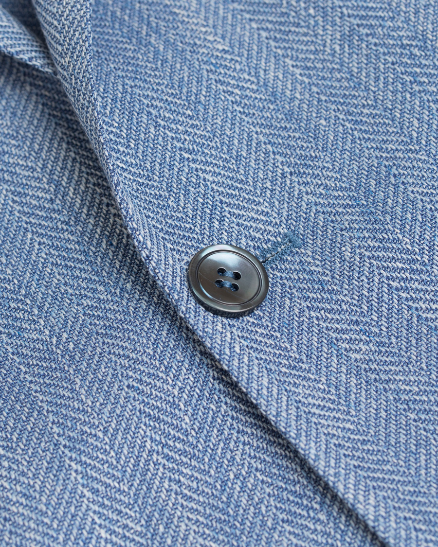 Herr | Kavajer | Oscar Jacobson | Epic Linen/Wool Herringbone Blazer Light Blue