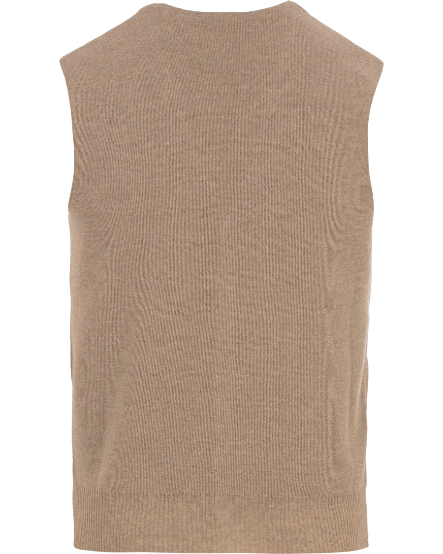 Herr | Tröjor | Oscar Jacobson | Tailor Extrafine Merino Wool Waistcoat Beige
