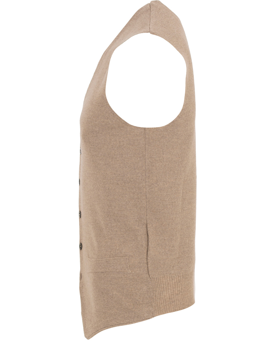 Herr | Tröjor | Oscar Jacobson | Tailor Extrafine Merino Wool Waistcoat Beige