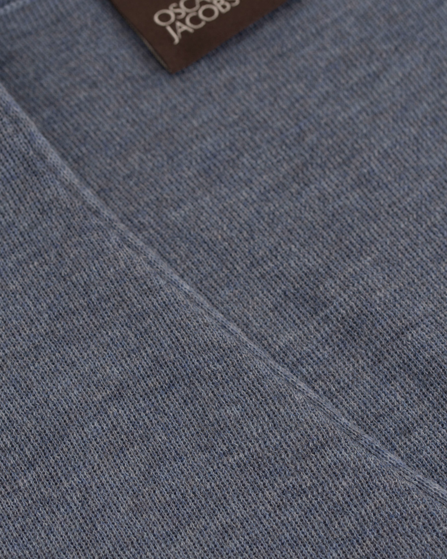 Herr | Tröjor | Oscar Jacobson | Tailor Extrafine Merino Wool Waistcoat Blue Melange