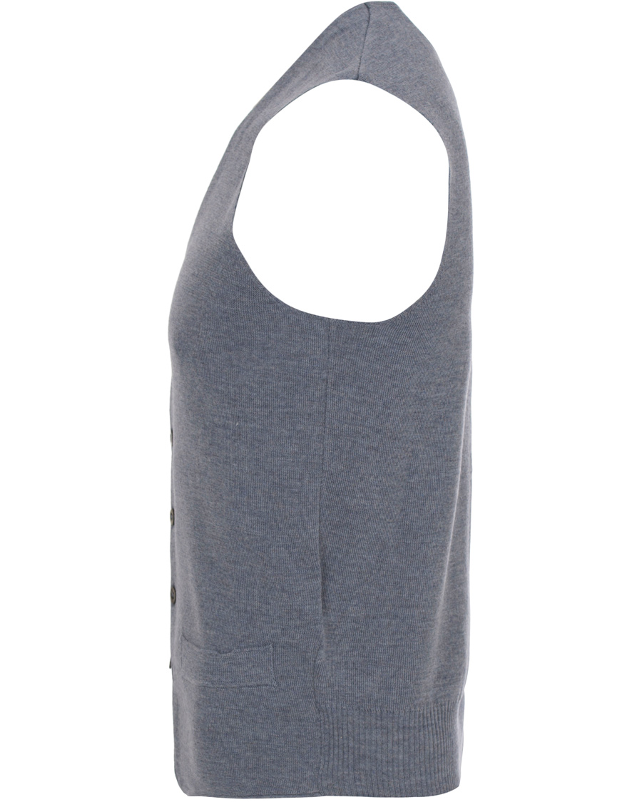 Herr | Tröjor | Oscar Jacobson | Tailor Extrafine Merino Wool Waistcoat Blue Melange