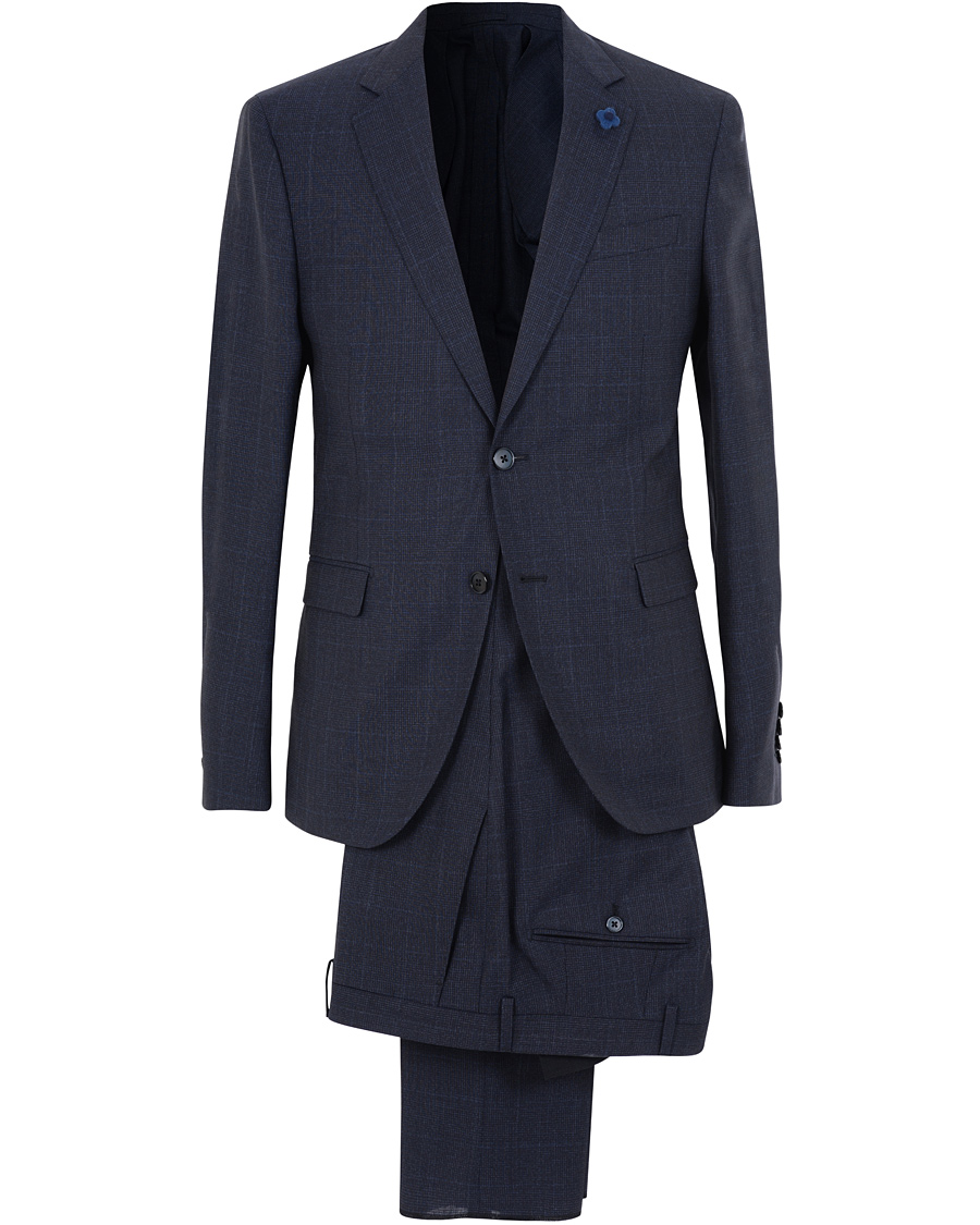 Herr | Kostymer | Lardini | Wool Tonal Check Suit Navy