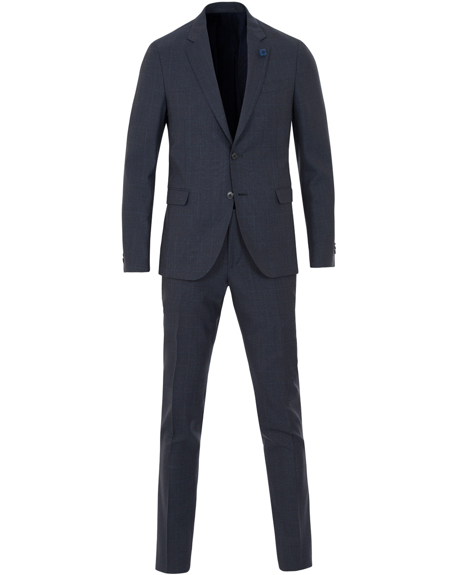 Herr | Kostymer | Lardini | Wool Tonal Check Suit Navy