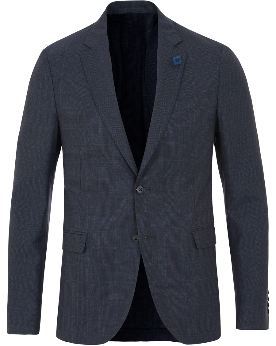 Herr | Kostymer | Lardini | Wool Tonal Check Suit Navy