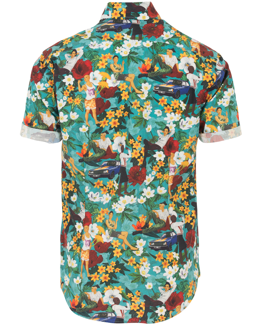 Herr | Skjortor | Eton | Slim Fit Poplin Hawaii Short Sleeve Shirt Green